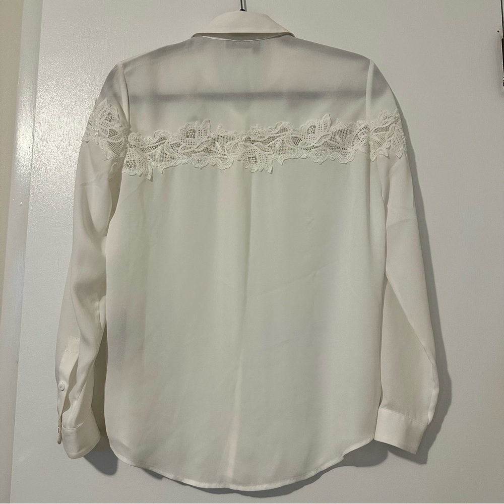 The Kooples Floral Lace Inset Blouse Womens XS Poet Romantic - Picture 6 of 7